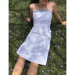 Striped blue/gray and white dress